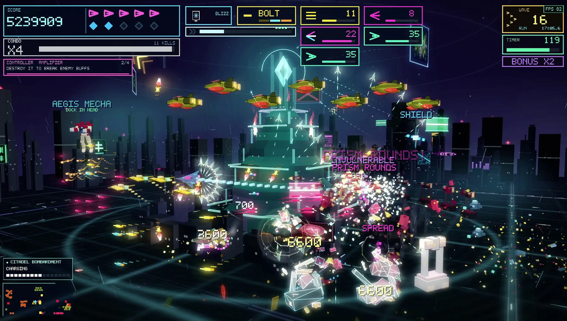 Combat above the neon towers of Babylon