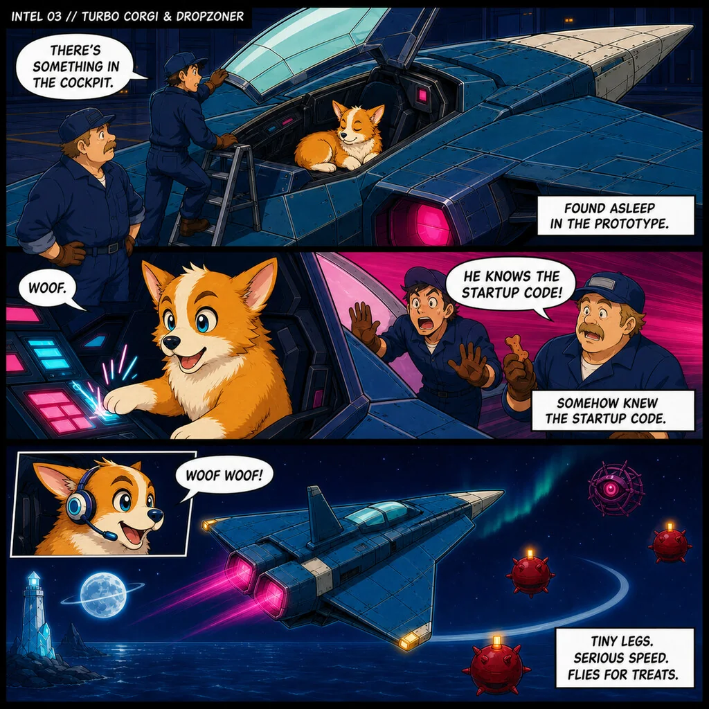 Turbo Corgi — original Intel comic